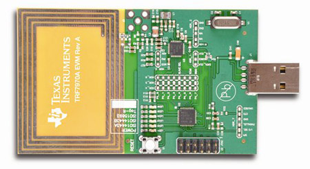 The TRF7970A Transceiver IC from Texas Instruments can be used for either RFID or NFC designs at 13.56 MHz TRF7970A Transceiver IC from Texas Instruments